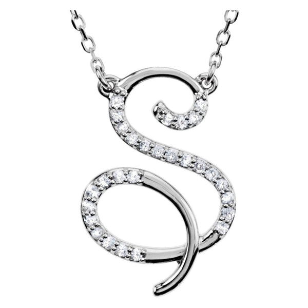 Diamond Initial 'S' Sterling Silver Pendant Necklace, 16.00" (.16 Cttw, GH Color, I1 Clarity)