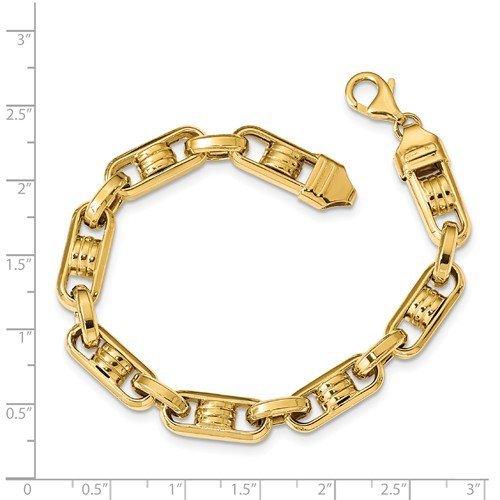 Men's High Polished 14k Yellow Gold Link Bracelet, 7.75"