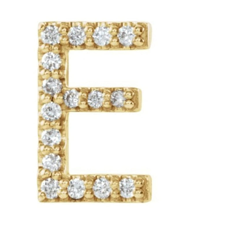 14k Yellow Gold Gold Diamond Letter 'E' Initial Stud Earring (Single Earring) (.06 Ctw, GH Color, I1 Clarity)