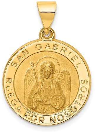 14k Yellow Gold Spanish St. Gabriel Medal Pendant (21.3X18.6MM)