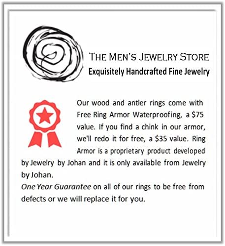 The Men's Jewelry Store (Unisex Jewelry) Deer Antler, Koa Wood, 14k Rose Gold 7mm Matte Comfort-Fit Titanium Band, Size 8.75