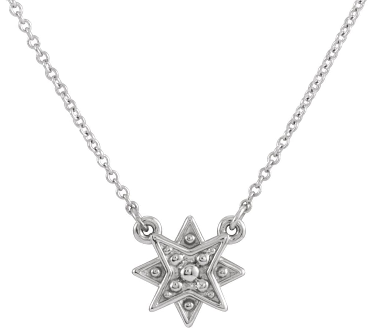 Star Necklace, Rhodium-Plated 14k White Gold, 16-18"