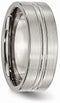 Men's Brushed Titanium 8mm Grooved Comfort-Fit Flat Band, Size 12