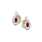 Ave 369 Created Garnet Marquise January Birthstone Earrings, Sterling Silver, 12k Green and Rose Gold Black Hills Gold Motif