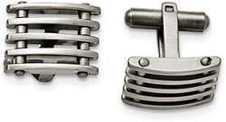 Stainless Steel Satin-Brushed, Toggle Back Cuff Links,13X19MM