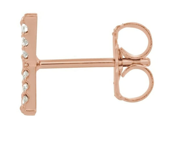 14k Rose Gold Diamond Letter 'X' Initial Stud Earring (Single Earring) (.06 Ctw, GH Color, I1 Clarity)
