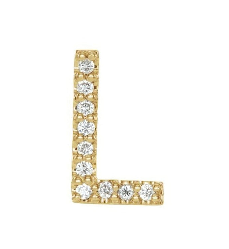 14k Yellow Gold Gold Diamond Letter 'L' Initial Stud Earring (Single Earring) (.04 Ctw, GH Color, I1 Clarity)