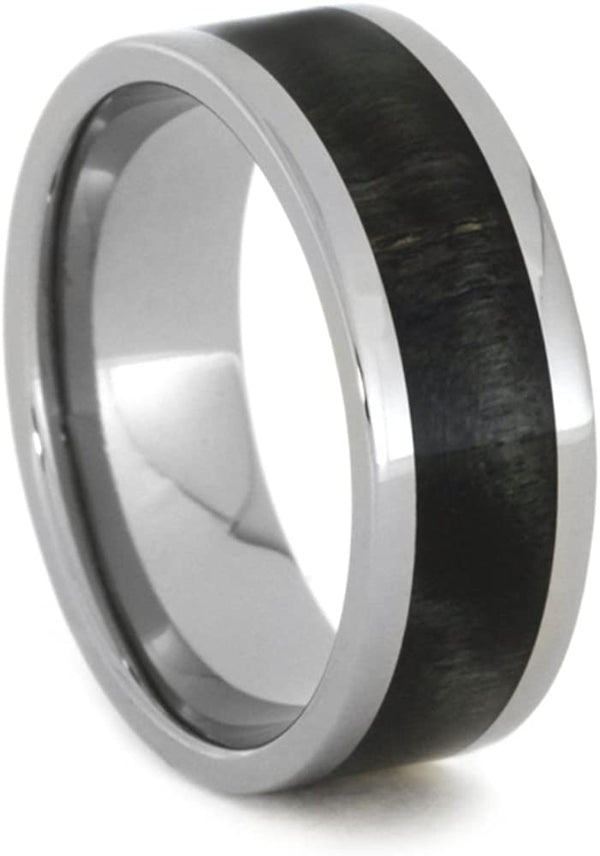 Black and Green Poplar Wood 8mm Comfort-Fit Titanium Wedding Band, Size 16