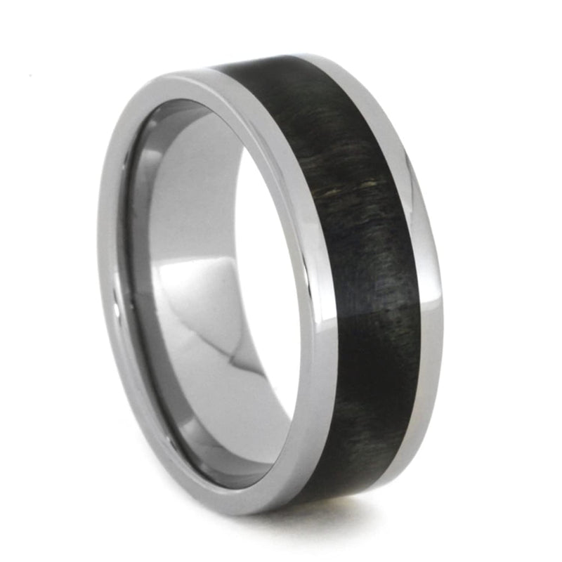 Black and Green Poplar Wood 8mm Comfort-Fit Titanium Wedding Band