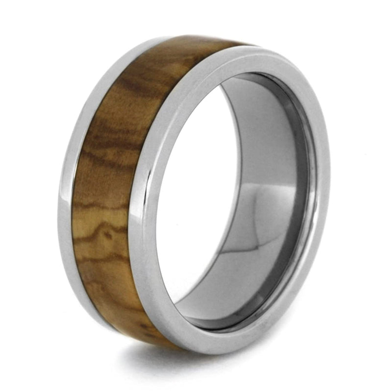 Bethlehem Olive Wood Inlay 8mm Comfort Fit Titanium Wedding Band, Size 4.25