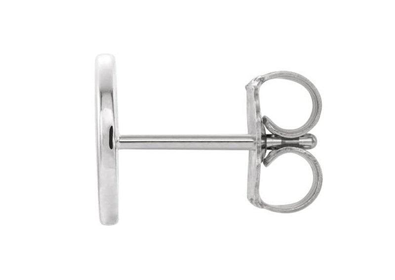 Initial Letter 'O' Rhodium-Plated 14k White Gold Stud Earring (Single Earring)