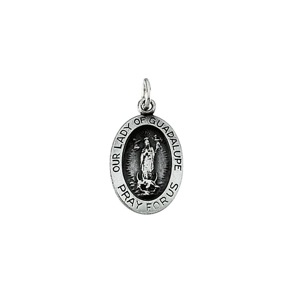 Sterling Silver Oval Our Lady of Guadalupe Medal (28.75x20 MM)