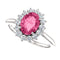 Pink Tourmaline and Diamond Halo 14k White OR Yellow Gold Ring, Size 7