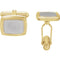 18k Yellow Gold, Platinum Satin Brushed Cuff Links, 14x16MM