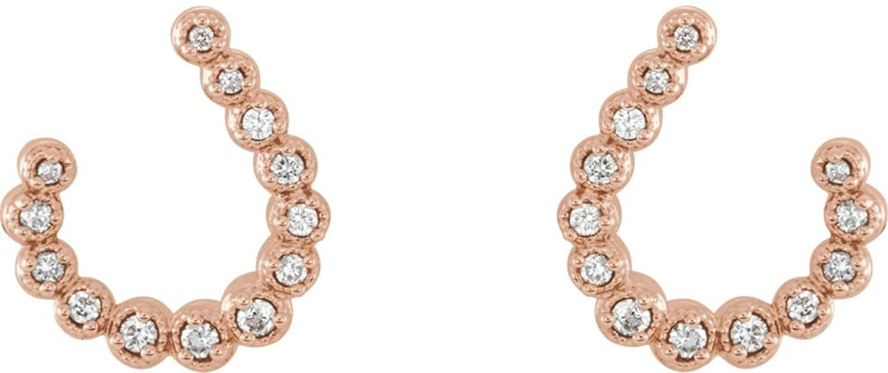 Diamond Crescent J-Hoop Earrings, 14k Rose Gold (.25 Ctw, GH Color, I1 Clarity)