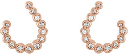 Diamond Crescent J-Hoop Earrings, 14k Rose Gold (.25 Ctw, GH Color, I1 Clarity)