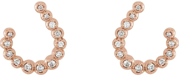 Diamond Crescent J-Hoop Earrings, 14k Rose Gold (.25 Ctw, GH Color, I1 Clarity)