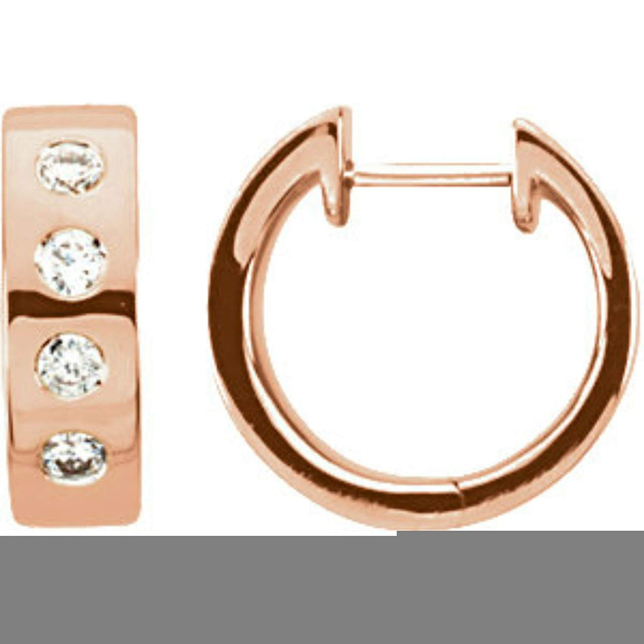 Diamond Hoop Earrings, Rhodium Plated 14k Rose Gold (1/3 Ctw, Color H-I, Clarity I1)