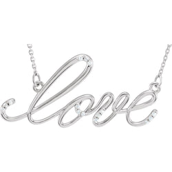 Diamond 'Love' Sterling Silver Pendant Necklace, 18" (.08 Cttw)