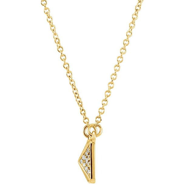 Diamond Pyramid 14k Yellow Gold Pendant Necklace, 16" (.05 Cttw)