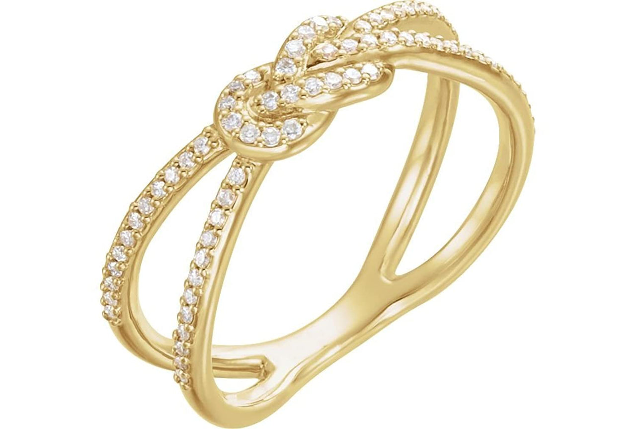 Diamond Knot Comfort-Fit Ring, 14k Yellow Gold (1/5 Ctw, Color G-H, Clarity I1 ), Size 7