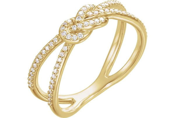 Diamond Knot Comfort-Fit Ring, 14k Yellow Gold (1/5 Ctw, Color G-H, Clarity I1 ), Size 7
