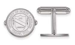 Rhodium-Plated Sterling Silver, University Of North Carolina Crest Cuff Links, 15MM