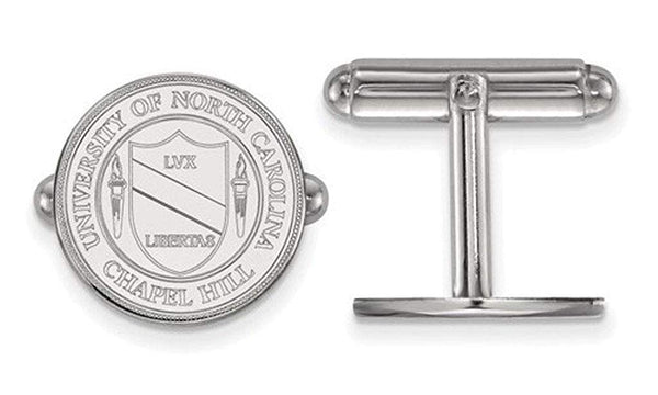 Rhodium-Plated Sterling Silver, University Of North Carolina Crest Cuff Links, 15MM