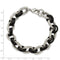 Men's Stainless Steel 12mm Textured and Black Rubber Bracelet, 9"