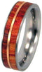 Tulip Wood, 12k Rose Gold Inlay 6.5mm Comfort Fit Titanium Wedding Band, Size 15.25