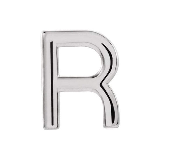 Platinum Initial Letter 'R' Stud Earring (Single Earring)