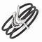 Tango Collection Black Titanium, Sterling Silver 27mm Black Spinel Cable Flexible Cuff Bracelet, 6"