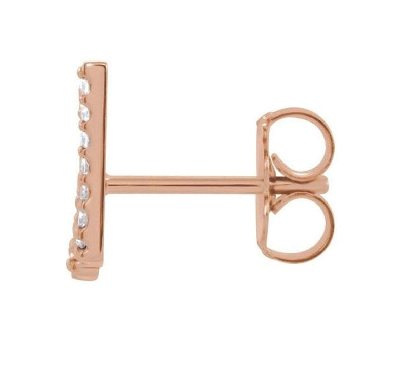 14k Rose Gold Diamond Letter 'W' Initial Stud Earring (Single Earring) (.08 Ctw, GH Color, I1 Clarity)