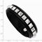 Men's Black Leather with Studs Adjustable 16mm Stainless Steel Push Clasp Bracelet, 9 Inches