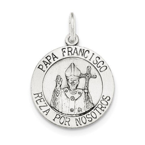 Sterling Silver Antiqued and Brushed Papa Francisco Medal