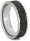 Couples White Stardust Titanium Band and Black Stardust Titanium Band with Meteorite and Gold Set Size, M8-F7