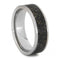 Black and White Stardust Band with Meteorite and Gold 7mm Comfort-Fit Titanium Couples Wedding Band Set