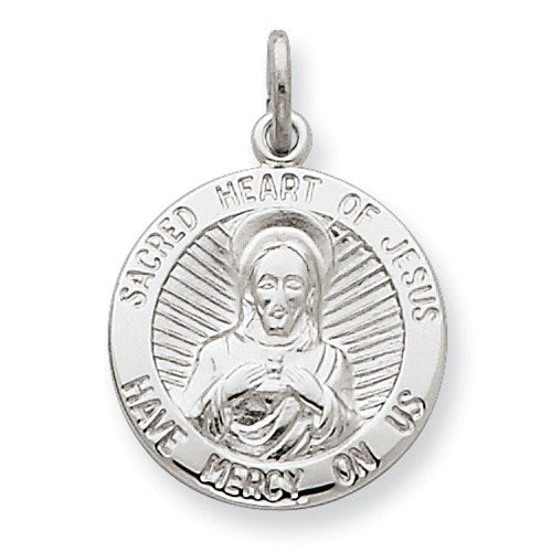 Sterling Silver Sacred Heart of Jesus Medal (27X13MM)