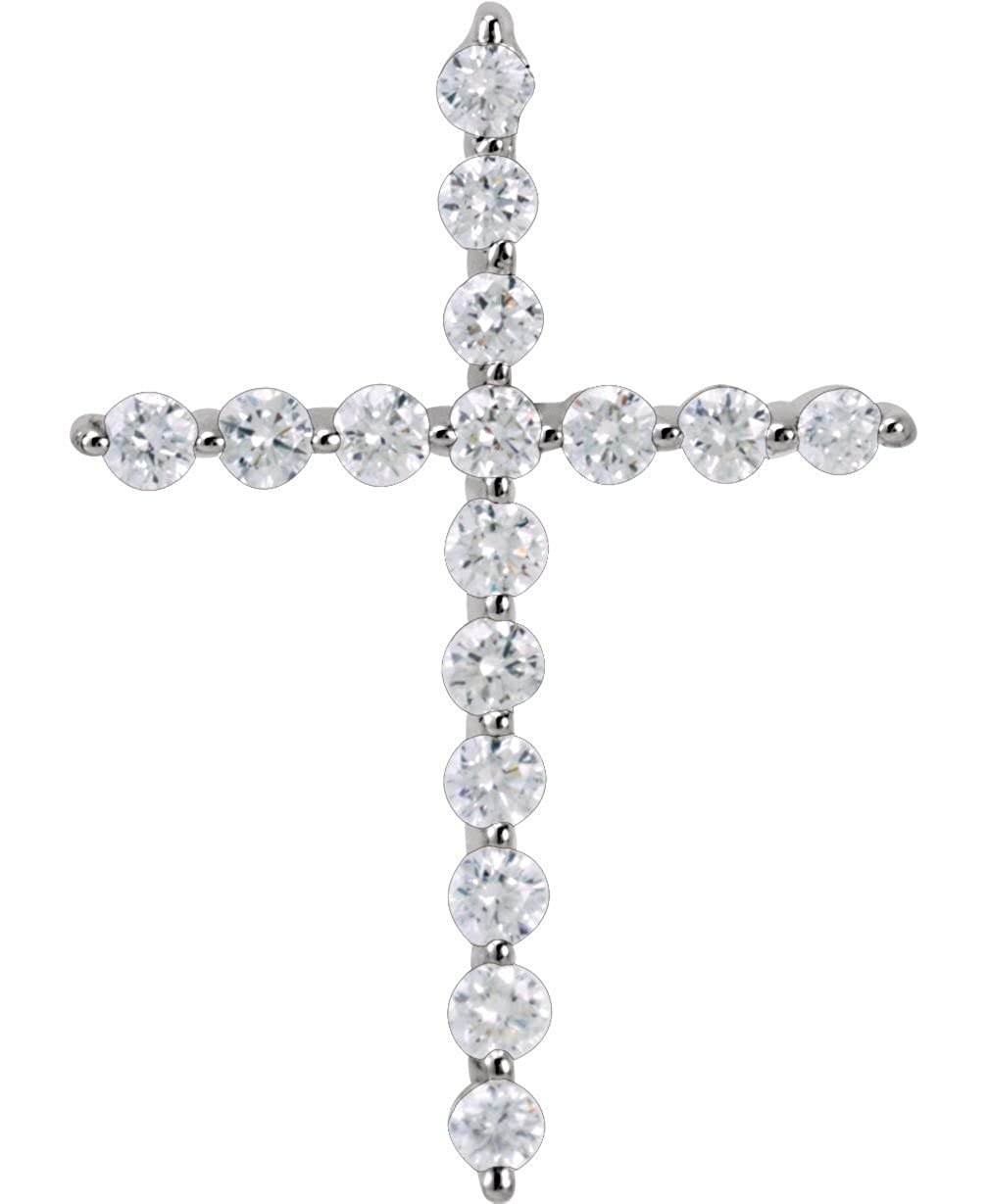 Diamond Cross Rhodium-Plated 14k White Gold Pendant (1.00 Ctw, G-H Color, I1 Clarity)