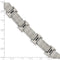 Men's Polished Stainless Steel Textured Black CZ Link Bracelet, 8.5"