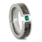 Tension Set Emerald and Deer Antler 6mm Comfort-Fit Titanium Wedding Band