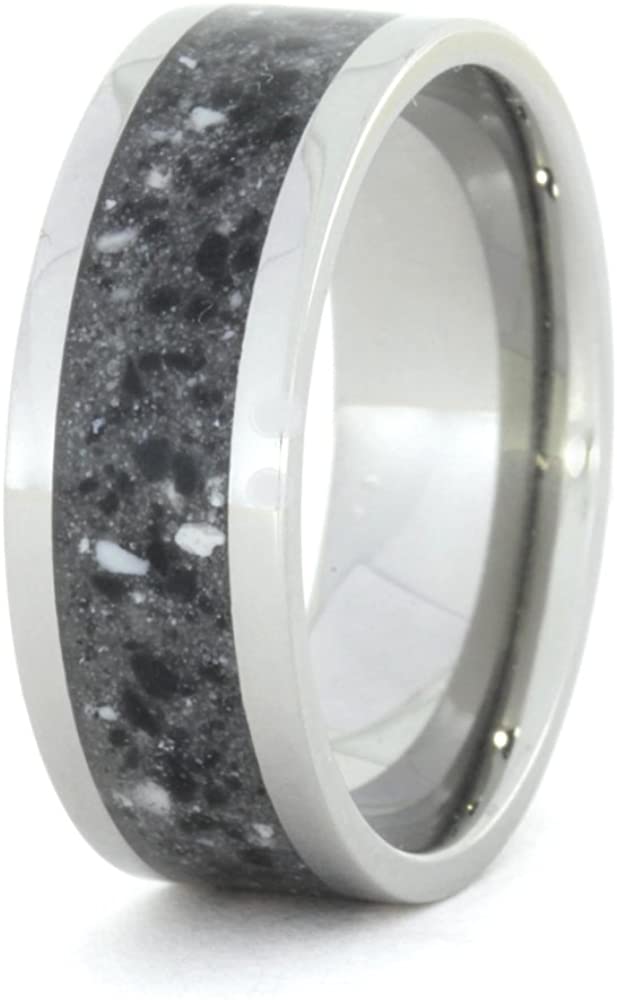 Concrete Inlay 6mm Comfort-Fit Titanium Ring, Size 9