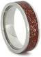 Meteorite Shavings Red, Orange, Yellow Inlay 7mm Comfort-Fit Titanium Ring, Size 10