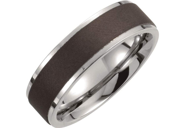 Satin Black Titanium 7mm Comfort Fit Band, Size 7.5