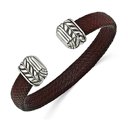 Men's Carbon Fiber Collection Red Chevron Carbon Fiber, Stainless Steel 10.5mm Cuff Bangle Bracelet