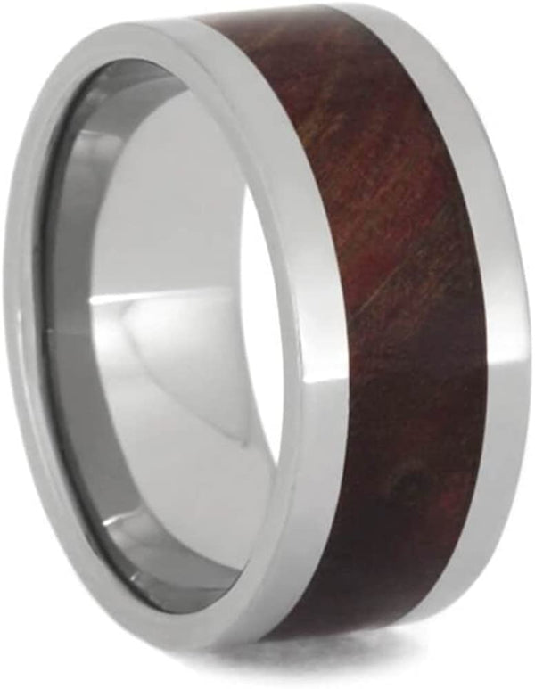 Ruby Redwood Burl 10mm Comfort-Fit Titanium Wedding Band, Size 8.5