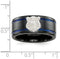 Edward Mirell Black Titanium Blue Anodized with SS Police Shield Tag 10mm Flat Band, Size 8