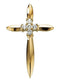 14k Yellow Gold Diamond Cross Pendant