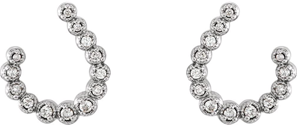 Diamond Crescent J-Hoop Earrings, Sterling Silver (.25 Ctw, GH Color, I1 Clarity)