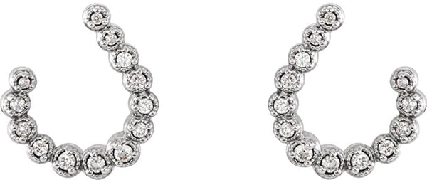 Diamond Crescent J-Hoop Earrings, Sterling Silver (.25 Ctw, GH Color, I1 Clarity)